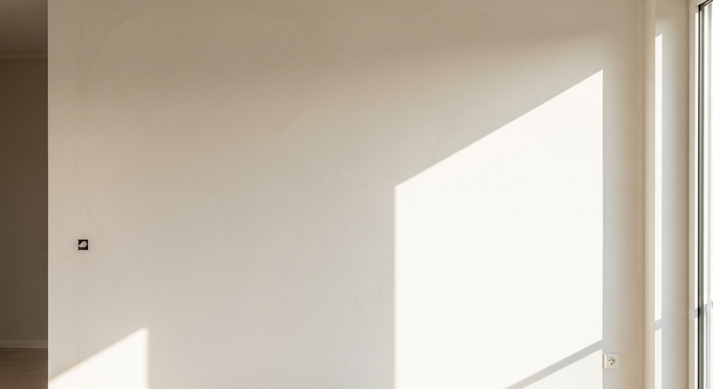 Strak gepleisterde wand in een lichte Nederlandse woning