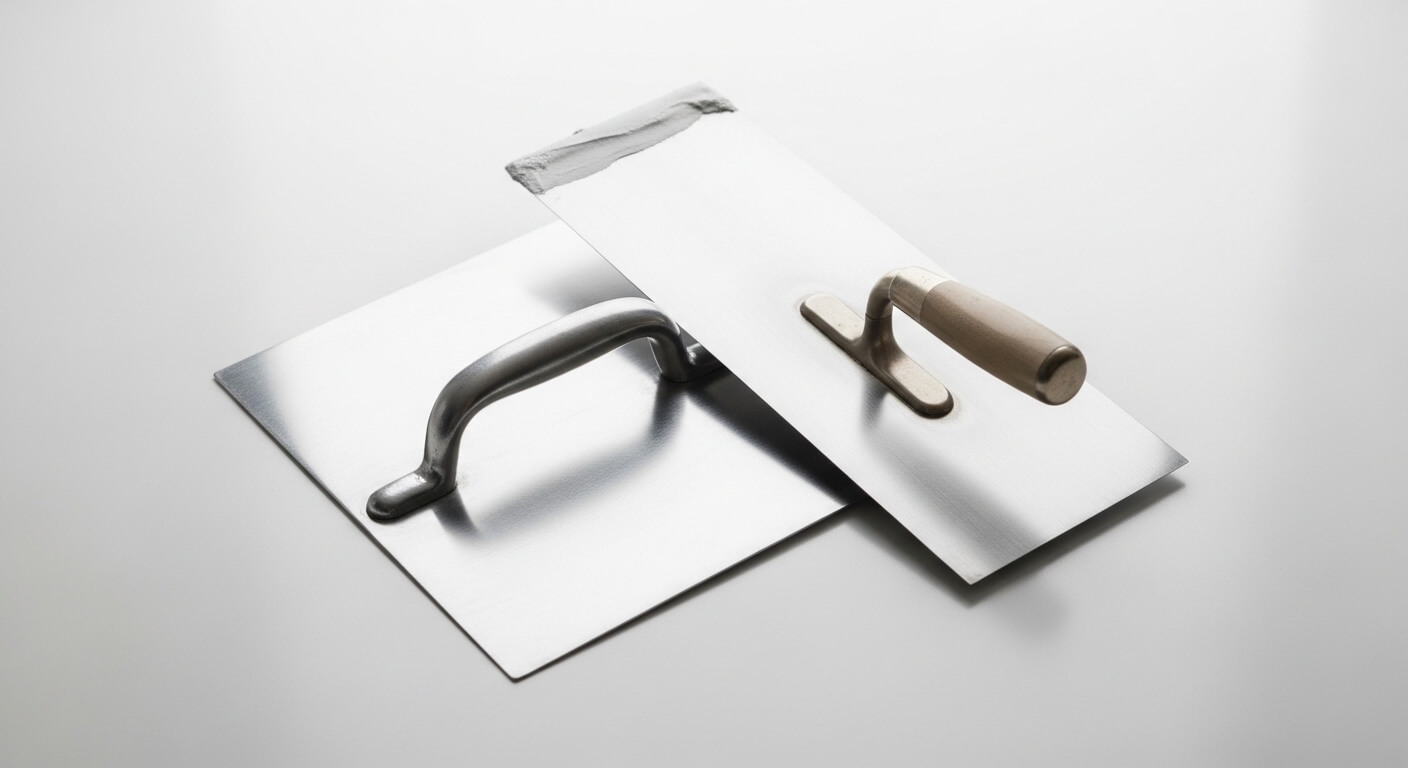 Professioneel stukadoorsgereedschap op schone werkplek