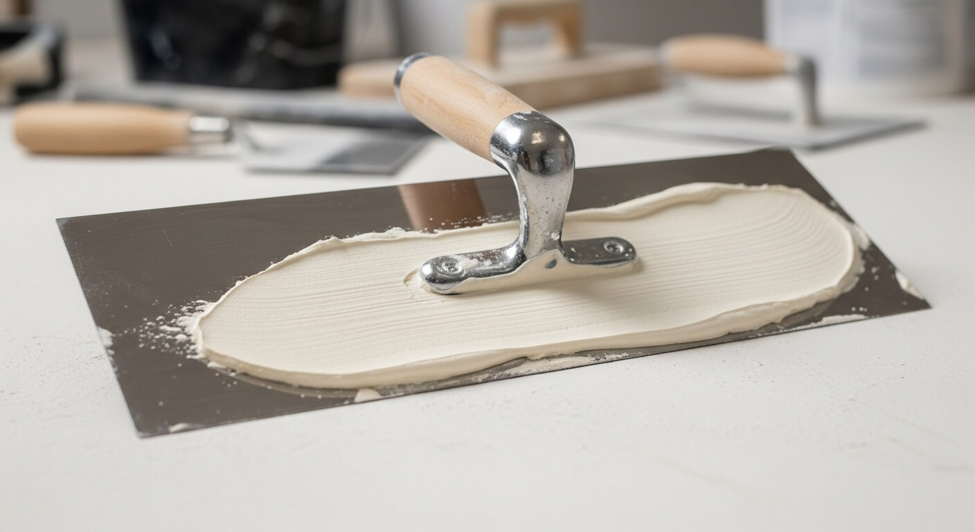 Stukadoorsgereedschap op schone werkplek